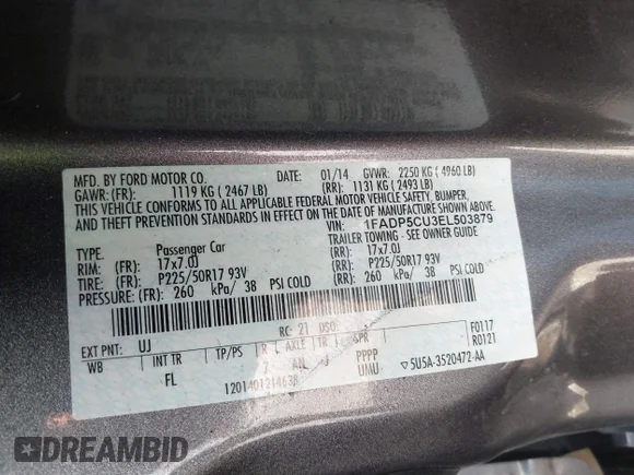 ✅ 2014 Ford C-Max SEL • VIN: 1FADP5CU3EL503879 • Lot: 45360896. Wystawiony na IAAI z przebiegiem 110 544 mil. Bezpłatny archiwum sprzedaży aukcyjnych z USA i szczegółowy raport historii pojazdu na DreamBid. Zdjęcie 9.