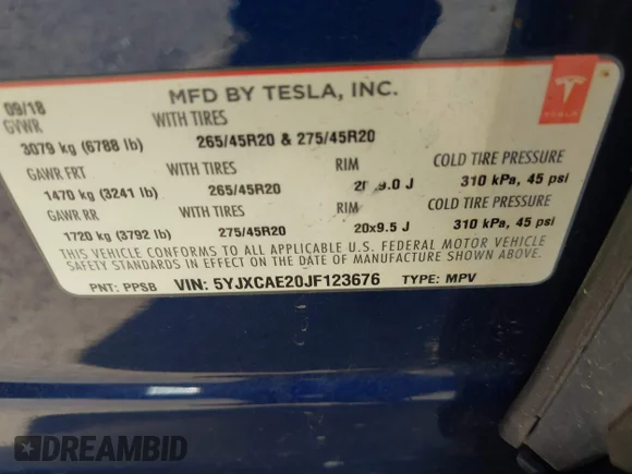 ✅ 2018 Tesla Model X 75D • VIN: 5YJXCAE20JF123676 • Лот: 42330124. Опубліковано раніше на IAAI з пробігом 189 668 миль. Безкоштовний доступ до архіву аукціонних продажів зі США та докладний звіт про історію автомобіля на DreamBid. Зображення 9.