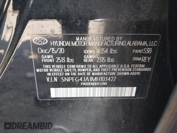 ✅ 2021 Hyundai Sonata SE • VIN: 5NPEG4JA1MH103422 • Lot: 44847792. Wystawiony na IAAI z przebiegiem 102 200 mil. Bezpłatny archiwum sprzedaży aukcyjnych z USA i szczegółowy raport historii pojazdu na DreamBid. Zdjęcie 9.