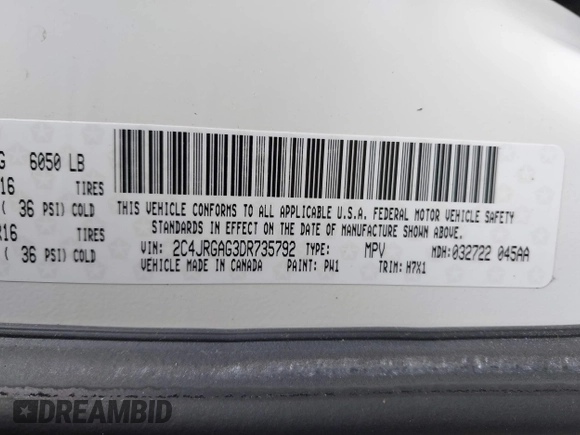 ✅ 2013 Ram Cargo Van Tradesman • VIN: 2C4JRGAG3DR735792 • Lot: 42342661. Listed on IAAI with 82,676 mi. Free auction sales archive from the USA and detailed vehicle history report at DreamBid. Image 9.