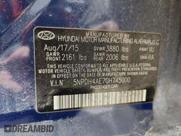 ✅ 2016 Hyundai Elantra SE • VIN: 5NPDH4AE7GH745000 • Lot: 76782225. Wystawiony na Copart z przebiegiem 126 541 mil. Bezpłatny archiwum sprzedaży aukcyjnych z USA i szczegółowy raport historii pojazdu na DreamBid. Zdjęcie 12.