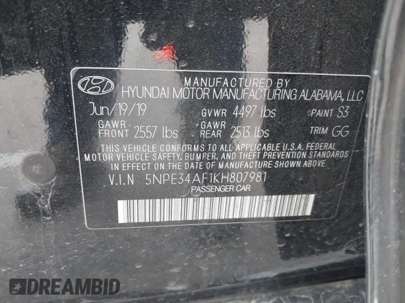 ✅ 2019 Hyundai Sonata SEL • VIN: 5NPE34AF1KH807981 • Lot: 44530036. Wystawiony na IAAI z przebiegiem 47 303 mil. Bezpłatny archiwum sprzedaży aukcyjnych z USA i szczegółowy raport historii pojazdu na DreamBid. Zdjęcie 9.