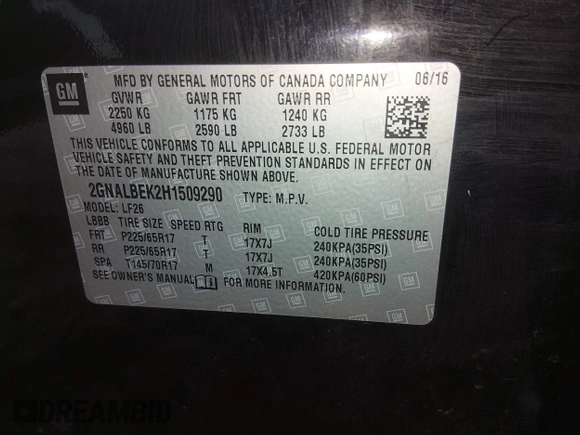 ✅ 2017 Chevrolet Equinox LS • VIN: 2GNALBEK2H1509290 • Lot: 44422732. Wystawiony na IAAI z przebiegiem 171 464 mil. Bezpłatny archiwum sprzedaży aukcyjnych z USA i szczegółowy raport historii pojazdu na DreamBid. Zdjęcie 9.