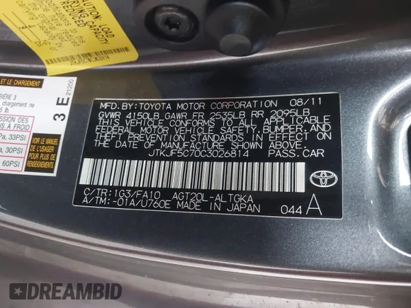 ✅ 2012 Scion tC • VIN: JTKJF5C70C3026814 • Lot: 43578274. Wystawiony na IAAI z przebiegiem 246 411 mil. Bezpłatny archiwum sprzedaży aukcyjnych z USA i szczegółowy raport historii pojazdu na DreamBid. Zdjęcie 9.