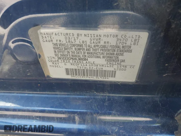 ✅ 2017 Nissan Note SV • VIN: 3N1CE2CP6HL369384 • Lot: 42347559. Wystawiony na IAAI z przebiegiem 46 558 mil. Bezpłatny archiwum sprzedaży aukcyjnych z USA i szczegółowy raport historii pojazdu na DreamBid. Zdjęcie 9.