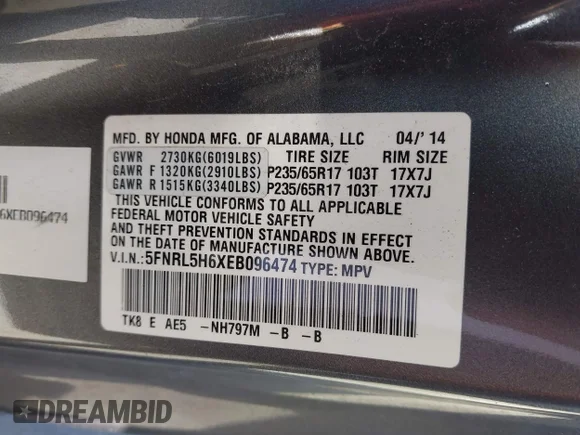 ✅ 2014 Honda Odyssey EX-L • VIN: 5FNRL5H6XEB096474 • Лот: 45546138. Опубліковано раніше на IAAI з пробігом 133 544 миль. Безкоштовний доступ до архіву аукціонних продажів зі США та докладний звіт про історію автомобіля на DreamBid. Зображення 9.