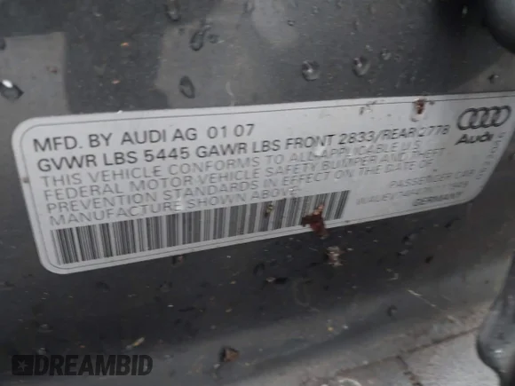 ✅ 2007 Audi A6 • VIN: WAUEV74F47N111949 • Лот: 44097350. Опубліковано раніше на IAAI з пробігом 144 717 миль. Безкоштовний доступ до архіву аукціонних продажів зі США та докладний звіт про історію автомобіля на DreamBid. Зображення 9.
