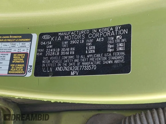 ✅ 2014 Kia Soul • VIN: KNDJN2A20E7733570 • Lot: 44376928. Wystawiony na IAAI z przebiegiem 78 763 mil. Bezpłatny archiwum sprzedaży aukcyjnych z USA i szczegółowy raport historii pojazdu na DreamBid. Zdjęcie 9.