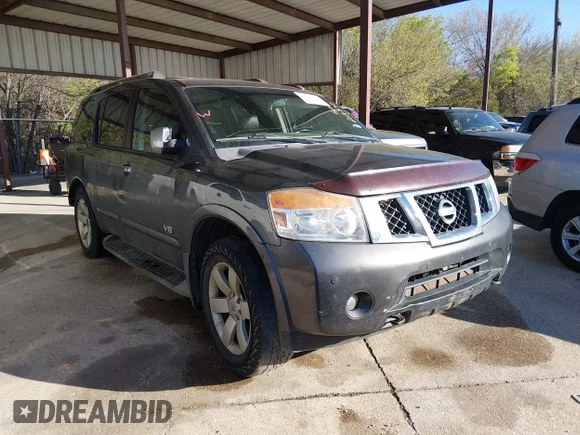 ✅ 2008 Nissan Armada SE • VIN: 5N1BA08C98N602832 • Lot: 44661910. Listed on IAAI with 262,573 mi. Free auction sales archive from the USA and detailed vehicle history report at DreamBid. Image 1.
