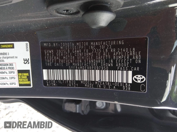 ✅ 2024 Toyota Corolla LE • VIN: 5YFB4MDEXRP097950 • Lot: 45148436. Wystawiony na IAAI z przebiegiem 49 033 mil. Bezpłatny archiwum sprzedaży aukcyjnych z USA i szczegółowy raport historii pojazdu na DreamBid. Zdjęcie 9.