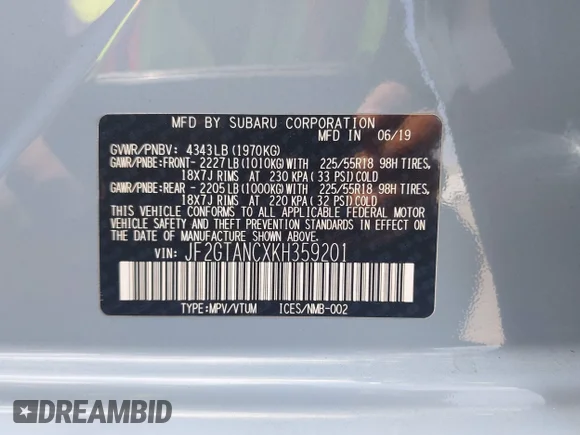 ✅ 2019 Subaru Crosstrek Limited • VIN: JF2GTANCXKH359201 • Лот: 45356447. Опубликован ранее на IAAI с пробегом 24 449 миль. Бесплатный доступ к архиву аукционных продаж из США и подробный отчёт об истории автомобиля на DreamBid. Изображение 9.