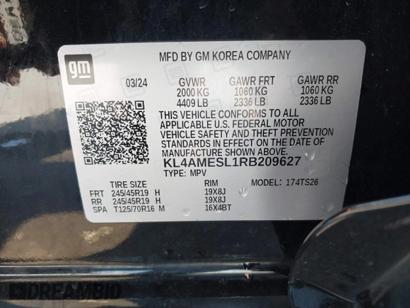 ✅ 2024 Buick Encore GX Sport Touring • VIN: KL4AMESL1RB209627 • Lot: 44906026. Wystawiony na IAAI z przebiegiem 35 277 mil. Bezpłatny archiwum sprzedaży aukcyjnych z USA i szczegółowy raport historii pojazdu na DreamBid. Zdjęcie 9.