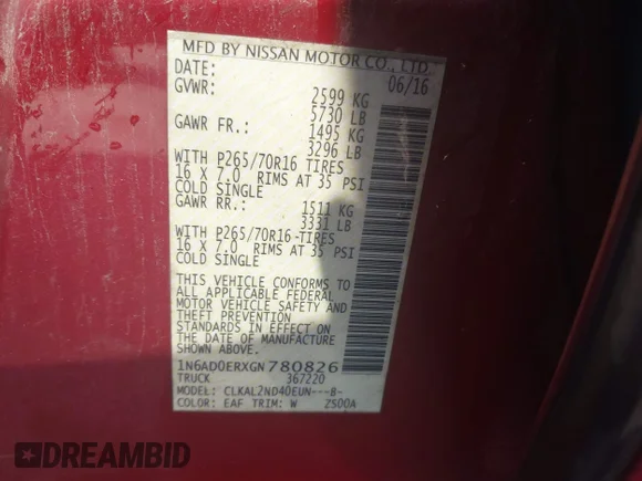 ✅ 2016 Nissan Frontier SV • VIN: 1N6AD0ERXGN780826 • Lot: 44156677. Wystawiony na IAAI z przebiegiem 146 021 mil. Bezpłatny archiwum sprzedaży aukcyjnych z USA i szczegółowy raport historii pojazdu na DreamBid. Zdjęcie 9.