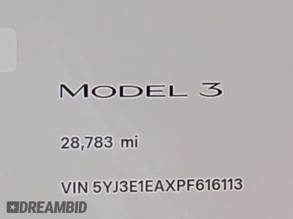 ✅ 2023 Tesla Model 3 • VIN: 5YJ3E1EAXPF616113 • Lot: 43715907. Wystawiony na IAAI z przebiegiem 28 783 mil. Bezpłatny archiwum sprzedaży aukcyjnych z USA i szczegółowy raport historii pojazdu na DreamBid. Zdjęcie 7.