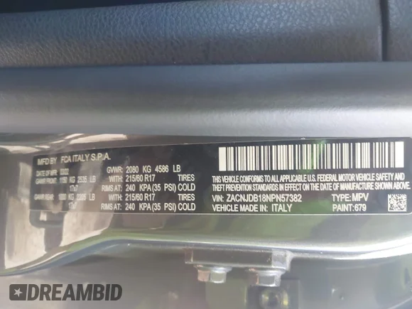 ✅ 2022 Jeep Renegade Latitude • VIN: ZACNJDB18NPN57382 • Lot: 44550729. Listed on IAAI with 74,775 mi. Free auction sales archive from the USA and detailed vehicle history report at DreamBid. Image 9.