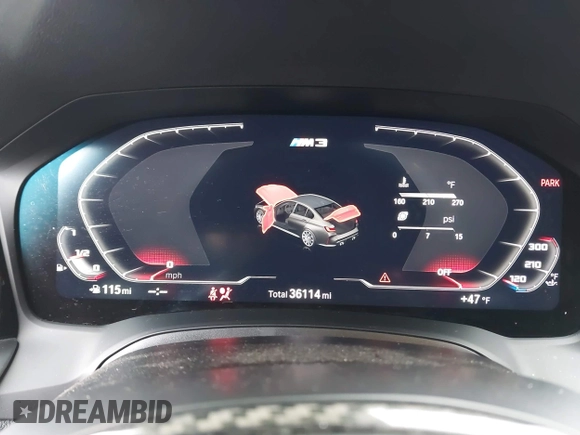 ✅ 2022 BMW M3 Competition xDrive • VIN: WBS43AY0XNFM61139 • Lot: 44533270. Wystawiony na IAAI z przebiegiem 36 114 mil. Bezpłatny archiwum sprzedaży aukcyjnych z USA i szczegółowy raport historii pojazdu na DreamBid. Zdjęcie 7.