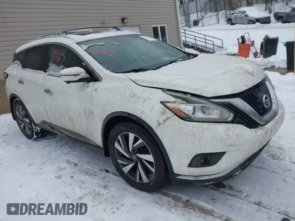 ✅ 2017 Nissan Murano SV • VIN: 5N1AZ2MH5HN127763 • Lot: 44321167. Wystawiony na IAAI z przebiegiem 154 744 mil. Bezpłatny archiwum sprzedaży aukcyjnych z USA i szczegółowy raport historii pojazdu na DreamBid. Zdjęcie 1.