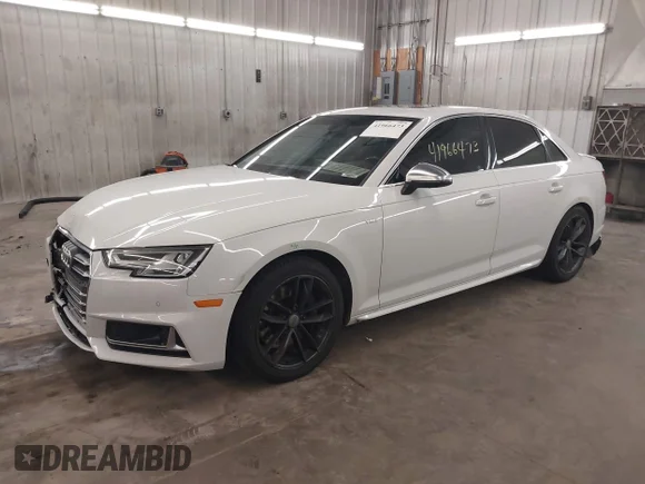 ✅ 2018 Audi S4 Prestige • VIN: WAUC4AF42JA003623 • Лот: 41966473. Опубліковано раніше на IAAI з пробігом 89 587 миль. Безкоштовний доступ до архіву аукціонних продажів зі США та докладний звіт про історію автомобіля на DreamBid. Зображення 2.