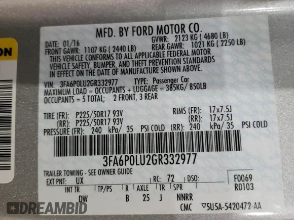 ✅ 2016 Ford Fusion SE Hybrid • VIN: 3FA6P0LU2GR332977 • Лот: 44085993. Опубліковано раніше на Copart з пробігом 90 828 миль. Безкоштовний доступ до архіву аукціонних продажів зі США та докладний звіт про історію автомобіля на DreamBid. Зображення 12.