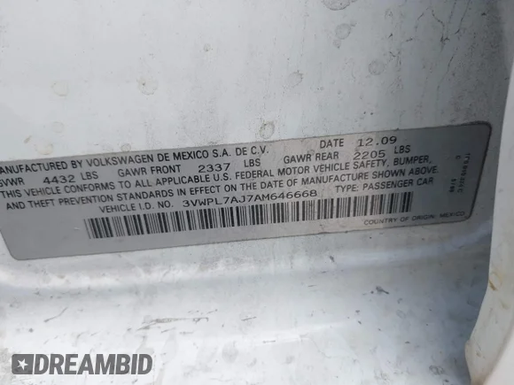 ✅ 2010 Volkswagen Jetta TDI • VIN: 3VWPL7AJ7AM646668 • Лот: 45330653. Опубликован ранее на IAAI с пробегом 125 601 миль. Бесплатный доступ к архиву аукционных продаж из США и подробный отчёт об истории автомобиля на DreamBid. Изображение 9.