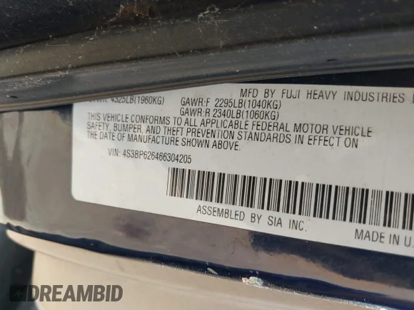 ✅ 2006 Subaru Legacy Special • VIN: 4S3BP626466304205 • Lot: 42885226. Wystawiony na IAAI z przebiegiem 84 303 mil. Bezpłatny archiwum sprzedaży aukcyjnych z USA i szczegółowy raport historii pojazdu na DreamBid. Zdjęcie 9.