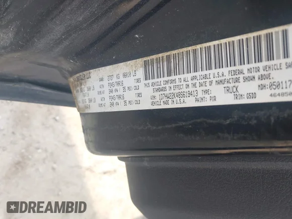 ✅ 2008 Dodge Dakota ST • VIN: 1D7HW22K48S619413 • Lot: 42425351. Wystawiony na IAAI z przebiegiem 47 418 mil. Bezpłatny archiwum sprzedaży aukcyjnych z USA i szczegółowy raport historii pojazdu na DreamBid. Zdjęcie 9.