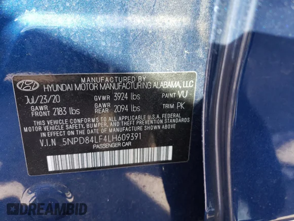 ✅ 2020 Hyundai Elantra Value Edition • VIN: 5NPD84LF4LH609391 • Lot: 72956042. Wystawiony na Copart z przebiegiem 23 575 mil. Bezpłatny archiwum sprzedaży aukcyjnych z USA i szczegółowy raport historii pojazdu na DreamBid. Zdjęcie 12.