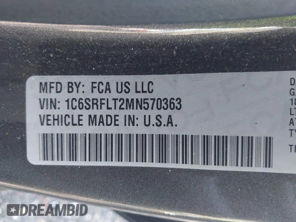 ✅ 2021 Ram 1500 Rebel • VIN: 1C6SRFLT2MN570363 • Lot: 45210933. Wystawiony na IAAI z przebiegiem 61 600 mil. Bezpłatny archiwum sprzedaży aukcyjnych z USA i szczegółowy raport historii pojazdu na DreamBid. Zdjęcie 9.