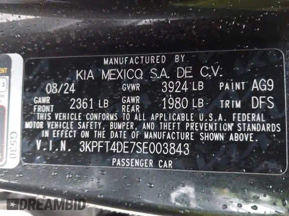 ✅ 2025 Kia K4 LXS • VIN: 3KPFT4DE7SE003843 • Lot: 43403925. Wystawiony na IAAI z przebiegiem 8 088 mil. Bezpłatny archiwum sprzedaży aukcyjnych z USA i szczegółowy raport historii pojazdu na DreamBid. Zdjęcie 9.