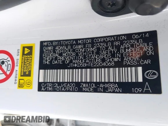 ✅ 2014 Lexus CT 200h • VIN: JTHKD5BH1E2204068 • Лот: 44130253. Опубліковано раніше на IAAI з пробігом 123 302 миль. Безкоштовний доступ до архіву аукціонних продажів зі США та докладний звіт про історію автомобіля на DreamBid. Зображення 9.