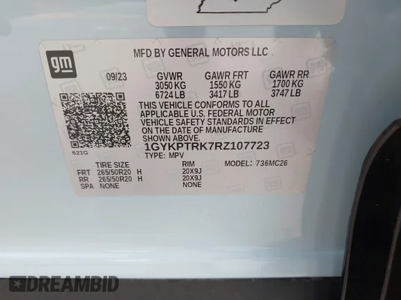 ✅ 2024 Cadillac LYRIQ Sport • VIN: 1GYKPTRK7RZ107723 • Lot: 42606228. Wystawiony na IAAI z przebiegiem 14 498 mil. Bezpłatny archiwum sprzedaży aukcyjnych z USA i szczegółowy raport historii pojazdu na DreamBid. Zdjęcie 9.