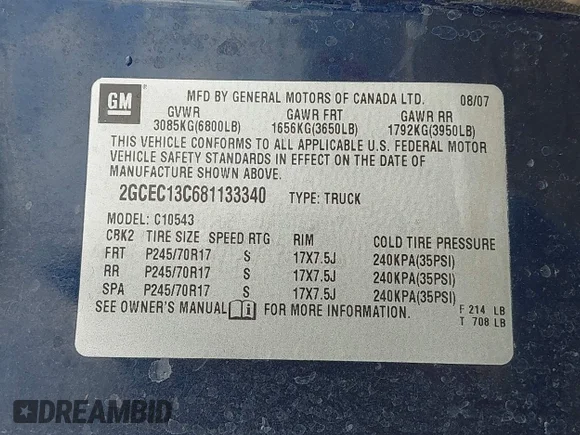 ✅ 2008 Chevrolet Silverado 1500 1LT • VIN: 2GCEC13C681133340 • Лот: 44548741. Опубліковано раніше на IAAI з пробігом 135 882 миль. Безкоштовний доступ до архіву аукціонних продажів зі США та докладний звіт про історію автомобіля на DreamBid. Зображення 9.