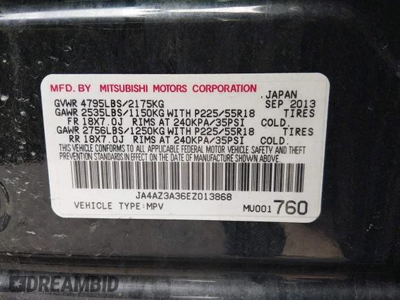 ✅ 2014 Mitsubishi Outlander SE • VIN: JA4AZ3A36EZ013868 • Lot: 45072040. Wystawiony na IAAI z przebiegiem 176 169 mil. Bezpłatny archiwum sprzedaży aukcyjnych z USA i szczegółowy raport historii pojazdu na DreamBid. Zdjęcie 9.