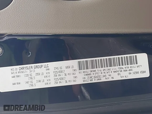 ✅ 2014 Chrysler Town & Country Touring • VIN: 2C4RC1BG4ER211049 • Lot: 44624211. Wystawiony na IAAI z przebiegiem 162 127 mil. Bezpłatny archiwum sprzedaży aukcyjnych z USA i szczegółowy raport historii pojazdu na DreamBid. Zdjęcie 9.