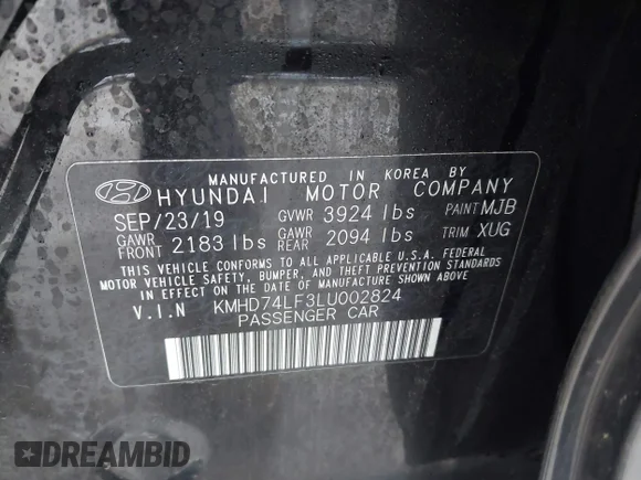 ✅ 2020 Hyundai Elantra SE • VIN: KMHD74LF3LU002824 • Lot: 43991409. Wystawiony na IAAI z przebiegiem 92 509 mil. Bezpłatny archiwum sprzedaży aukcyjnych z USA i szczegółowy raport historii pojazdu na DreamBid. Zdjęcie 9.