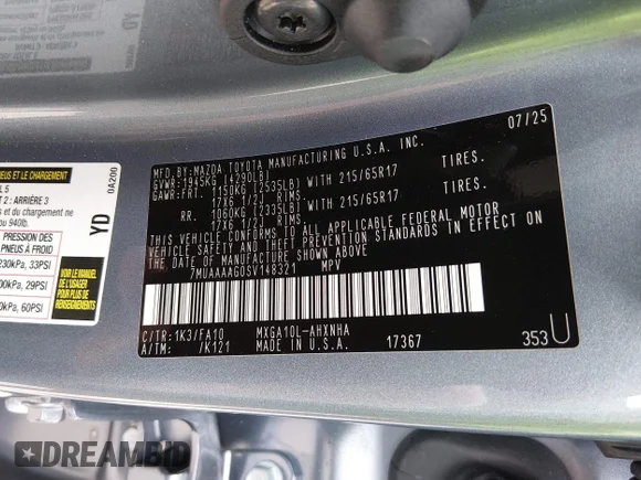 ✅ 2025 Toyota Corolla Cross L • VIN: 7MUAAAAG0SV148321 • Lot: 44112805. Wystawiony na IAAI z przebiegiem 2 105 mil. Bezpłatny archiwum sprzedaży aukcyjnych z USA i szczegółowy raport historii pojazdu na DreamBid. Zdjęcie 9.