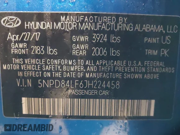 ✅ 2018 Hyundai Elantra Value Edition • VIN: 5NPD84LF6JH224458 • Lot: 44301241. Listed on IAAI with 124,701 mi. Free auction sales archive from the USA and detailed vehicle history report at DreamBid. Image 9.