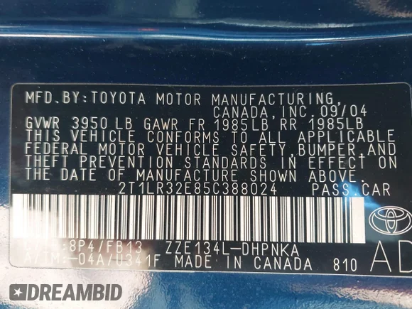 ✅ 2005 Toyota Matrix XR • VIN: 2T1LR32E85C388024 • Лот: 44203800. Опубліковано раніше на IAAI з пробігом 208 378 миль. Безкоштовний доступ до архіву аукціонних продажів зі США та докладний звіт про історію автомобіля на DreamBid. Зображення 9.