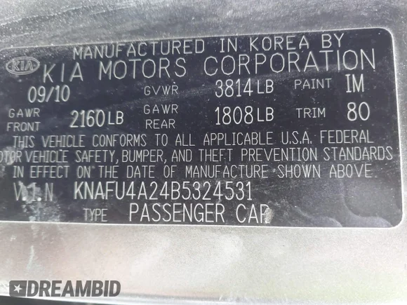 ✅ 2011 Kia Forte EX • VIN: KNAFU4A24B5324531 • Lot: 45308772. Wystawiony na IAAI z przebiegiem 258 780 mil. Bezpłatny archiwum sprzedaży aukcyjnych z USA i szczegółowy raport historii pojazdu na DreamBid. Zdjęcie 9.