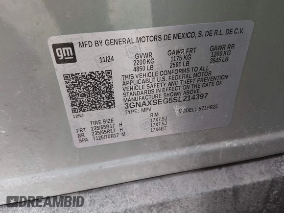 ✅ 2025 Chevrolet Equinox AWD ACTIV • VIN: 3GNAXSEG5SL214397 • Lot: 44383828. Wystawiony na IAAI z przebiegiem 32 008 mil. Bezpłatny archiwum sprzedaży aukcyjnych z USA i szczegółowy raport historii pojazdu na DreamBid. Zdjęcie 9.