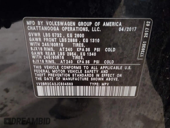 ✅ 2018 Volkswagen Atlas Launch Edition • VIN: 1V2BR2CA2JC504563 • Lot: 44156105. Wystawiony na IAAI z przebiegiem 130 393 mil. Bezpłatny archiwum sprzedaży aukcyjnych z USA i szczegółowy raport historii pojazdu na DreamBid. Zdjęcie 9.