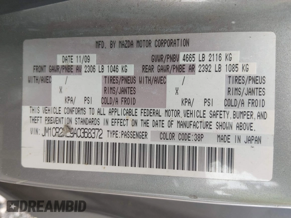 ✅ 2010 Mazda 5 Sport • VIN: JM1CR2WL9A0368372 • Lot: 44922243. Wystawiony na IAAI z przebiegiem 177 678 mil. Bezpłatny archiwum sprzedaży aukcyjnych z USA i szczegółowy raport historii pojazdu na DreamBid. Zdjęcie 9.