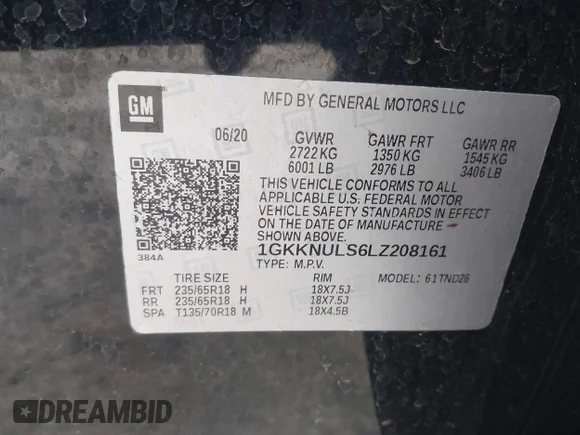 ✅ 2020 GMC Acadia SLT • VIN: 1GKKNULS6LZ208161 • Лот: 45087498. Опубликован ранее на IAAI с пробегом 120 657 миль. Бесплатный доступ к архиву аукционных продаж из США и подробный отчёт об истории автомобиля на DreamBid. Изображение 9.
