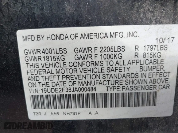 ✅ 2018 Acura ILX • VIN: 19UDE2F36JA000484 • Lot: 42692399. Wystawiony na IAAI z przebiegiem 75 384 mil. Bezpłatny archiwum sprzedaży aukcyjnych z USA i szczegółowy raport historii pojazdu na DreamBid. Zdjęcie 9.
