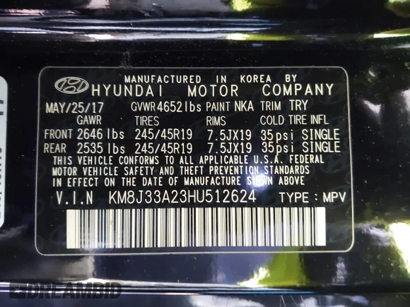 ✅ 2017 Hyundai Tucson Sport • VIN: KM8J33A23HU512624 • Lot: 43934936. Wystawiony na IAAI z przebiegiem 89 309 mil. Bezpłatny archiwum sprzedaży aukcyjnych z USA i szczegółowy raport historii pojazdu na DreamBid. Zdjęcie 9.