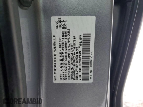 ✅ 2020 Honda Odyssey EX-L • VIN: 5FNRL6H70LB058022 • Lot: 78789765. Wystawiony na Copart z przebiegiem Nie podano. Bezpłatny archiwum sprzedaży aukcyjnych z USA i szczegółowy raport historii pojazdu na DreamBid. Zdjęcie 13.