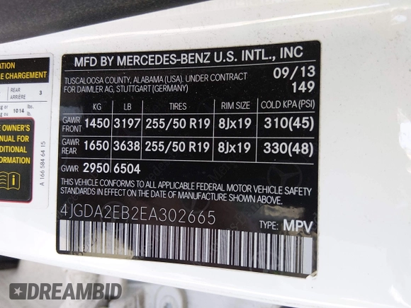 ✅ 2014 Mercedes-Benz M 350 • VIN: 4JGDA2EB2EA302665 • Lot: 45132481. Wystawiony na IAAI z przebiegiem 109 287 mil. Bezpłatny archiwum sprzedaży aukcyjnych z USA i szczegółowy raport historii pojazdu na DreamBid. Zdjęcie 9.