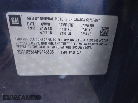 ✅ 2017 Chevrolet Impala LS • VIN: 2G11X5S34H9148506 • Lot: 44331912. Wystawiony na IAAI z przebiegiem 204 975 mil. Bezpłatny archiwum sprzedaży aukcyjnych z USA i szczegółowy raport historii pojazdu na DreamBid. Zdjęcie 9.