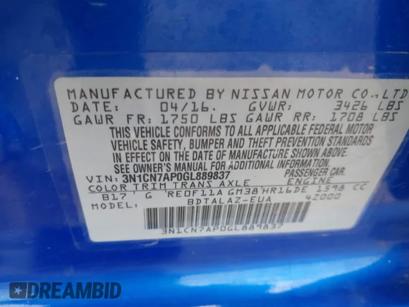 ✅ 2016 Nissan Versa SV • VIN: 3N1CN7AP0GL889837 • Лот: 44952405. Опубліковано раніше на IAAI з пробігом 104 018 миль. Безкоштовний доступ до архіву аукціонних продажів зі США та докладний звіт про історію автомобіля на DreamBid. Зображення 9.