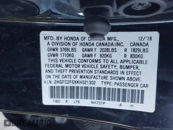 ✅ 2019 Honda Civic LX • VIN: 2HGFC2F6XKH521302 • Lot: 44193612. Wystawiony na IAAI z przebiegiem 140 179 mil. Bezpłatny archiwum sprzedaży aukcyjnych z USA i szczegółowy raport historii pojazdu na DreamBid. Zdjęcie 9.